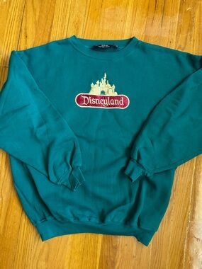 Vintage Disney Disneyland Green Crewneck Oversized Chunky Sweatshirt with Castle